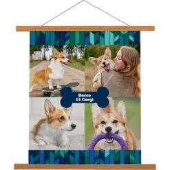 Frisco Personalized Contemporary Mosaic With Bone Collage Canvas Poster With Wood Hanger, 16" X 20"