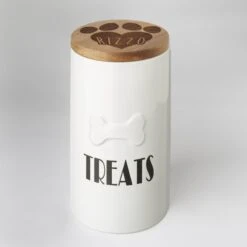 Frisco Ceramic Personalized Treat Jar With Wood Lid, 4 Cup, 32oz -Pet Supplies Discount Store 301179 PT3. AC SS1800 V1631118424