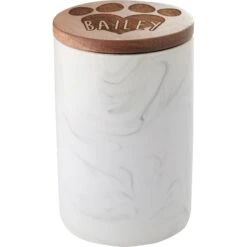 Frisco Ceramic Marble Print Personalized Treat Jar With Wood Lid, 3.75 Cups -Pet Supplies Discount Store 301181 PT3. AC SS1800 V1630332827