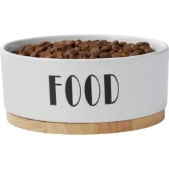 Frisco Ceramic Water Dog & Cat Bowl With Wood Base & Frisco Ceramic Food Dog & Cat Bowl With Wood Base -Pet Supplies Discount Store 302424 PT5. AC SS1800 V1623085049