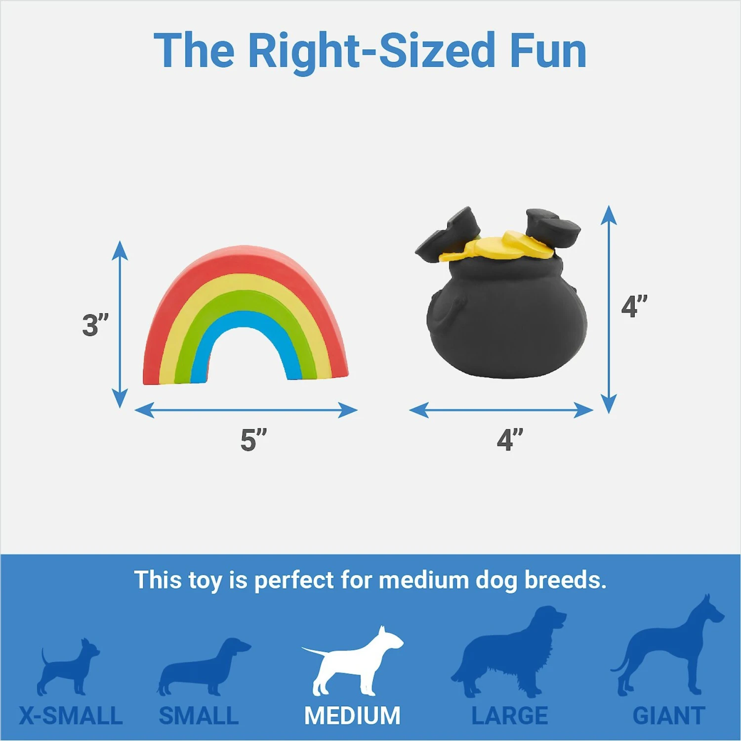 Frisco St. Patrick's Rainbow And Pot Of Gold Latex Squeaky Dog Toy 4 Frisco St. Patrick's Rainbow And Pot Of Gold Latex Squeaky Dog Toy - Image 2