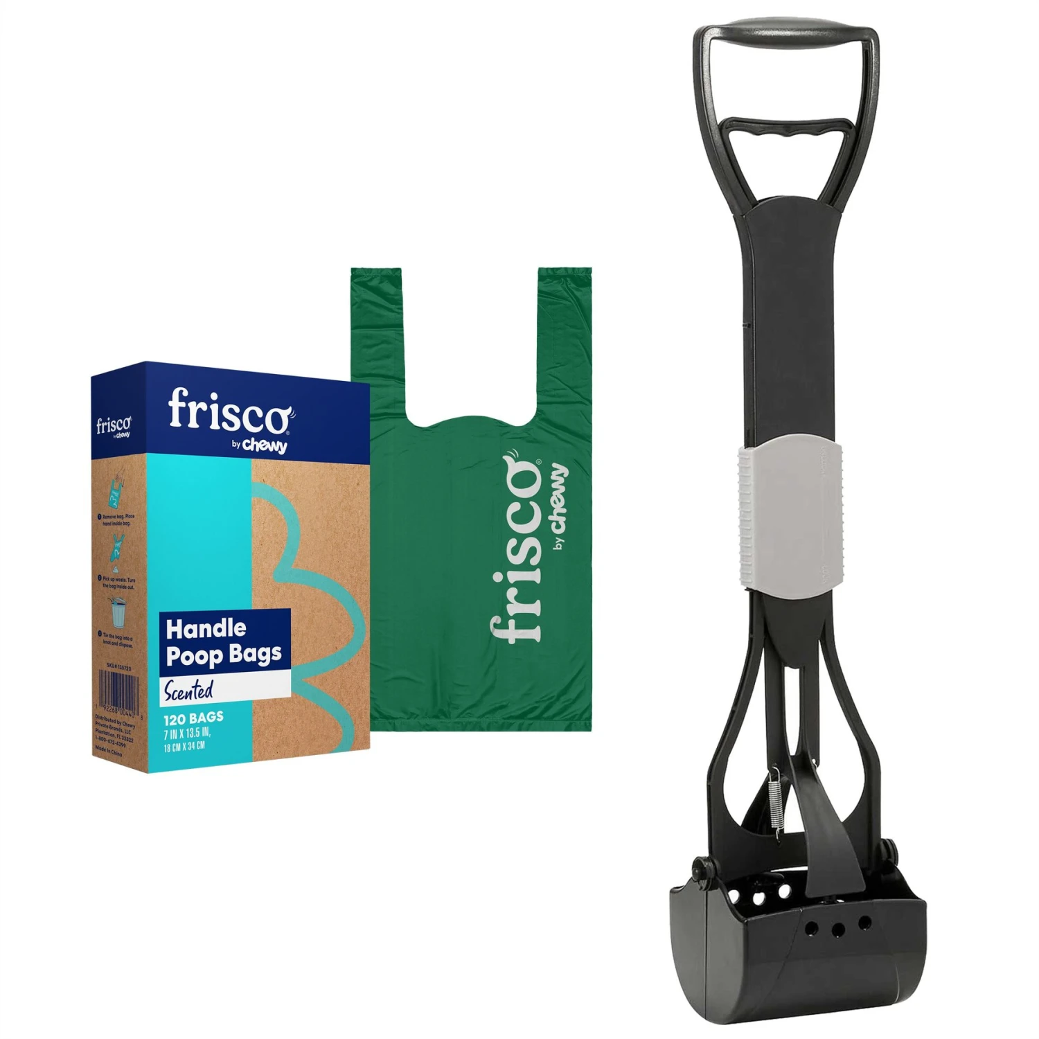 Frisco Spring Action Foldable Dog Pooper Scooper & Frisco Handle Dog Poop Bag 3 Frisco Spring Action Foldable Dog Pooper Scooper & Frisco Handle Dog Poop Bag