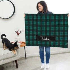 Frisco Personalized Plaid Sherpa Cat & Dog Blanket, 30" X 40" -Pet Supplies Discount Store 303832 PT5. AC SS1800 V1637610178