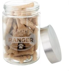 Frisco "Doggie Treats" Glass Personalized Treat Jar With Lid, 5 Cup, 40oz -Pet Supplies Discount Store 309520 PT3. AC SS1800 V1645206087