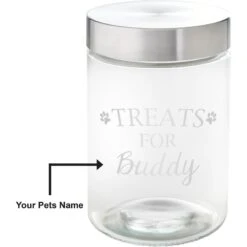 Frisco Paw Print Glass Personalized Treat Jar With Lid, 5 Cup, 40oz -Pet Supplies Discount Store 309522 PT2. AC SS1800 V1645206122
