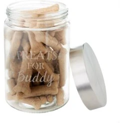 Frisco Paw Print Glass Personalized Treat Jar With Lid, 5 Cup, 40oz -Pet Supplies Discount Store 309522 PT3. AC SS1800 V1645206096