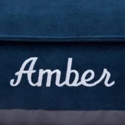 Frisco Personalized Navy Bolstered Bed With Navy Check Bolster -Pet Supplies Discount Store 311766 PT3. AC SS1800 V1630593998