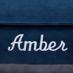 Frisco Personalized Navy Bolstered Bed With Navy Check Bolster, X-Large -Pet Supplies Discount Store 311768 PT3. AC SS1800 V1630593987