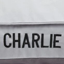 Frisco Personalized Silver Bolstered Bed With Silver Check Bolster -Pet Supplies Discount Store 311770 PT4. AC SS1800 V1630594018