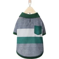 Frisco Green Striped Polo Dog & Cat Shirt -Pet Supplies Discount Store 315091 PT4. AC SS1800 V1646437905