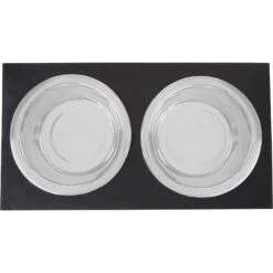 Frisco Premium Wood Elevated Stainless Steel Double Diner Dog & Cat Bowl, Black, 3 Cup -Pet Supplies Discount Store 331509 PT4. AC SS1800 V1657656894