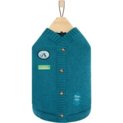 Frisco Teal Button Down Dog & Cat Sweater -Pet Supplies Discount Store 353580 PT4. AC SS1800 V1659727011