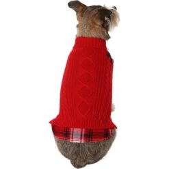 Frisco Plaid Cable Knit Dog & Cat Sweater -Pet Supplies Discount Store 353611 PT2. AC SS1800 V1659007313