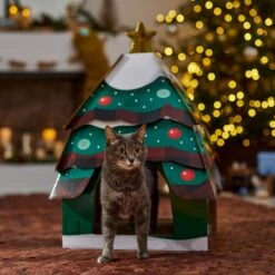 Frisco Holiday Christmas Tree Cardboard Cat House -Pet Supplies Discount Store 360879 PT4. AC SS1800 V1695648149