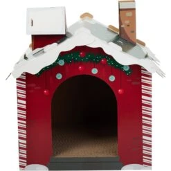 Frisco Holiday Santa's Workshop Cardboard Cat House -Pet Supplies Discount Store 360881 PT2. AC SS1800 V1661890134