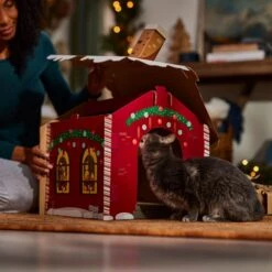 Frisco Holiday Santa's Workshop Cardboard Cat House -Pet Supplies Discount Store 360881 PT3. AC SS1800 V1695648150