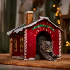 Frisco Holiday Santa's Workshop Cardboard Cat House -Pet Supplies Discount Store 360881 PT4. AC SS1800 V1695648152