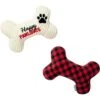Frisco Holiday "Happy Pawlidays" Bone Plush Squeaky Dog Toy, Medium, 2 Count -Pet Supplies Discount Store 360942 MAIN. AC SS1800 V1660759886