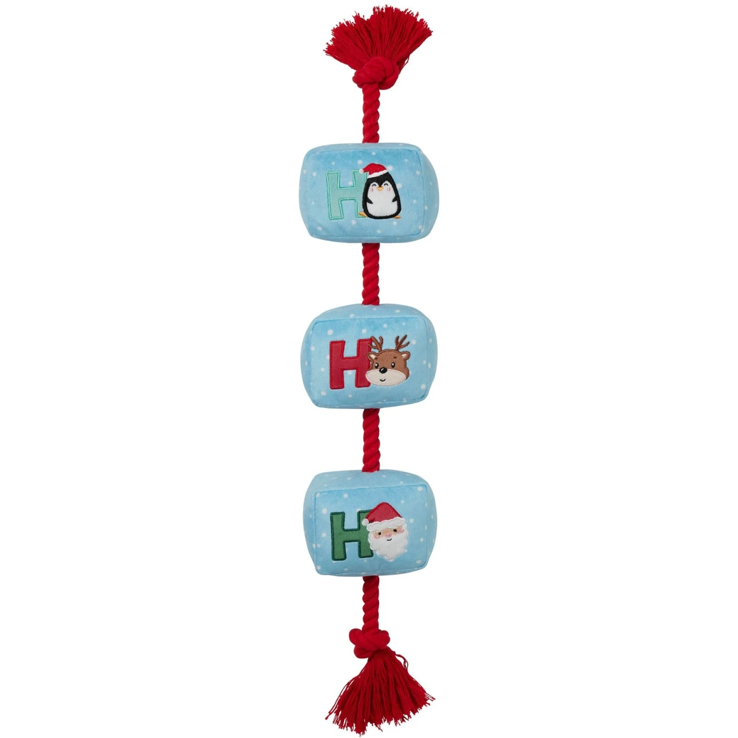 Frisco Holiday Ho Ho Ho Plush With Rope Squeaky Dog Toy 3 Frisco Holiday Ho Ho Ho Plush With Rope Squeaky Dog Toy