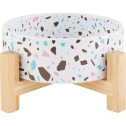 Frisco Elevated Terrazzo Non-skid Ceramic Bowl With Bamboo Stand -Pet Supplies Discount Store 363375 PT5. AC SS1800 V1657657266