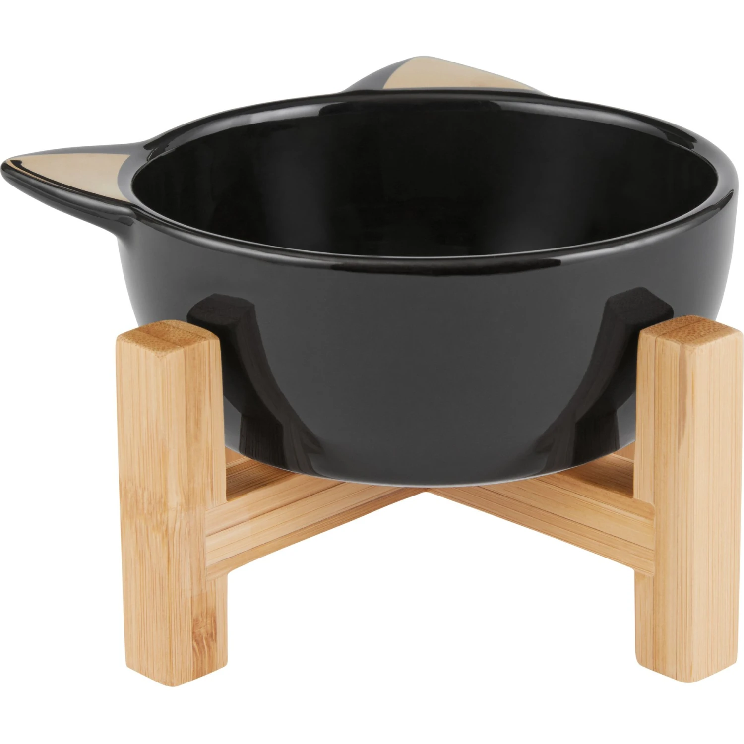 Frisco Cat Face Elevated Bamboo Non-Skid Ceramic Cat Bowl, Black, 1 Cups 5 Frisco Cat Face Elevated Bamboo Non-Skid Ceramic Cat Bowl, Black, 1 Cups - Image 3