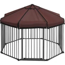 Frisco Outdoor Galvanized Steel 8-Panel Configurable Gate And Playpen With Oxford Roof -Pet Supplies Discount Store 507086 PT3. AC SS1800 V1666021842