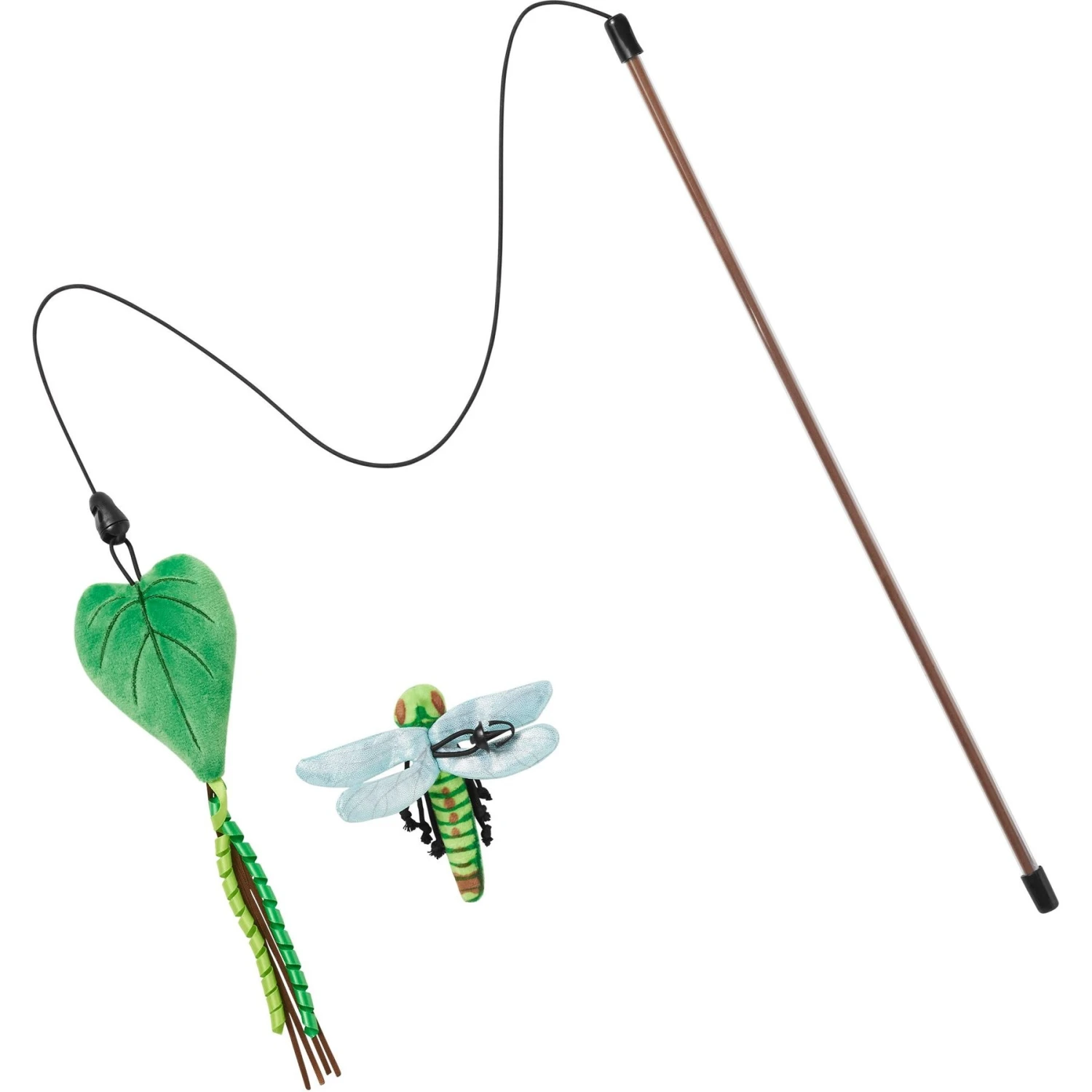 Frisco Leaf & Dragonfly Interchangeable Teaser Wand Cat Toy With Catnip 3 Frisco Leaf & Dragonfly Interchangeable Teaser Wand Cat Toy With Catnip