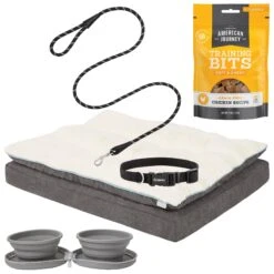 Frisco Plush Orthopedic Pillowtop Dog Bed W/Removable Cover + 4 Items