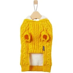 Frisco Sherpa Lined Chunky Cable Knit Dog & Cat Hooded Sweater -Pet Supplies Discount Store 718374 PT4. AC SS1800 V1693234297