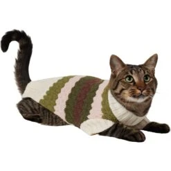 Frisco Bubble Knit Multi Striped Mock Neck Dog & Cat Sweater