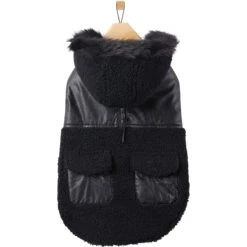 Frisco Medium Weight Faux Leather Dog & Cat Parka With Faux Fur Trimmed Hood, Black 13 Frisco Medium Weight Faux Leather Dog & Cat Parka With Faux Fur Trimmed Hood, Black -Pet Supplies Discount Store 719798 PT3. AC SS1800 V1692978853