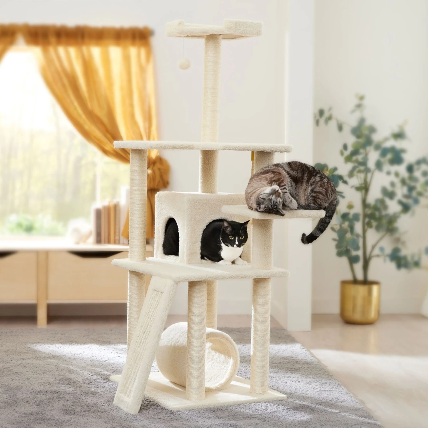 Frisco 62-in Faux Fur Cat Tree & Condo 3 Frisco 62-in Faux Fur Cat Tree & Condo