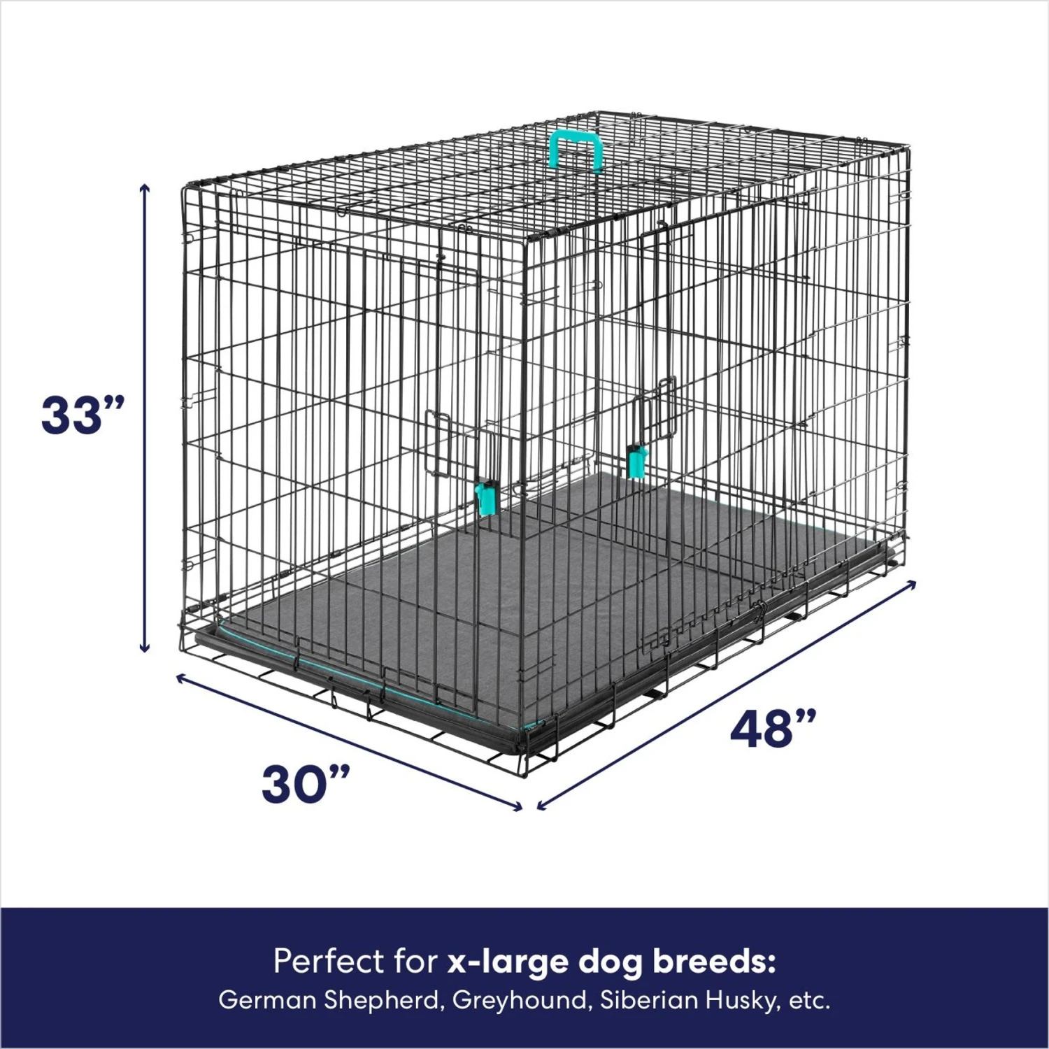 Frisco Heavy Duty Enhanced Lock Double Door Fold & Carry Wire Dog Crate & Mat Kit & MidWest Quiet Time Fleece Dog Crate Mat 5 Frisco Heavy Duty Enhanced Lock Double Door Fold & Carry Wire Dog Crate & Mat Kit & MidWest Quiet Time Fleece Dog Crate Mat - Image 3