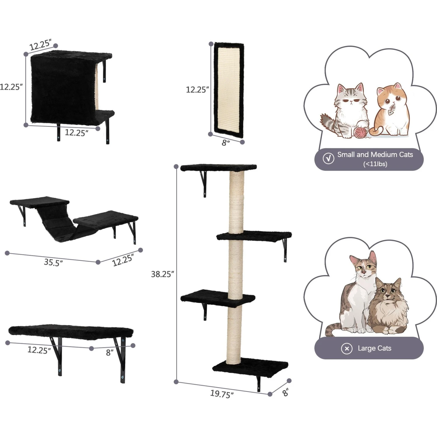 Coziwow Wall Mounted Shelves Set Cat Tree & Frisco Wooden Wall Mounted Stainless Steel Cat Feeding Station With Bowl 5 Coziwow Wall Mounted Shelves Set Cat Tree & Frisco Wooden Wall Mounted Stainless Steel Cat Feeding Station With Bowl - Image 3