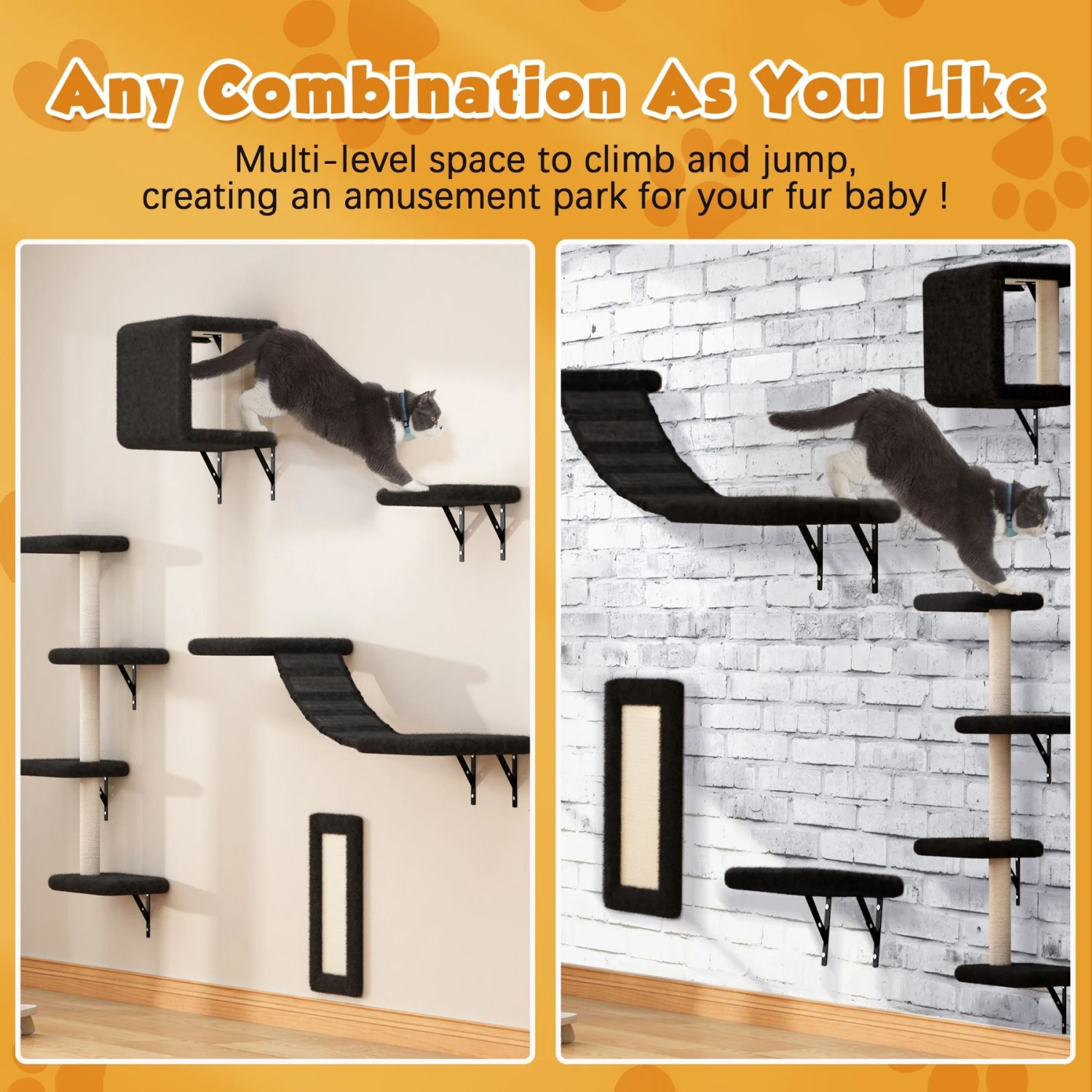 Coziwow Wall Mounted Shelves Set Cat Tree & Frisco Wooden Wall Mounted Stainless Steel Cat Feeding Station With Bowl 7 Coziwow Wall Mounted Shelves Set Cat Tree & Frisco Wooden Wall Mounted Stainless Steel Cat Feeding Station With Bowl - Image 5