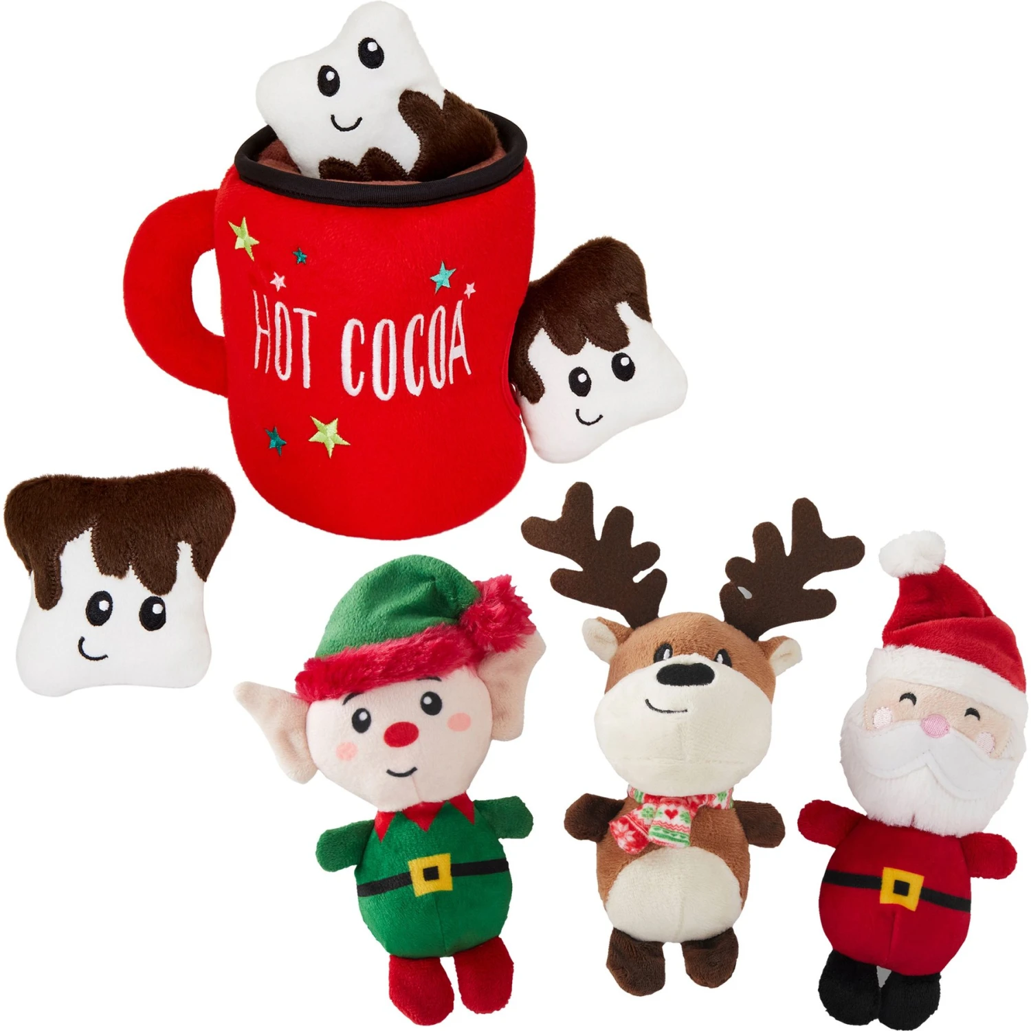 Frisco Holiday Santa's Helpers Plush Squeaky Dog Toy, 3 Count & Frisco Holiday Hot Cocoa Hide & Seek Puzzle Plush Squeaky Dog Toy 3 Frisco Holiday Santa's Helpers Plush Squeaky Dog Toy, 3 Count & Frisco Holiday Hot Cocoa Hide & Seek Puzzle Plush Squeaky Dog Toy
